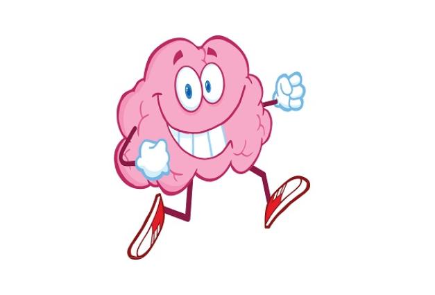 Illustration of a pink brain running