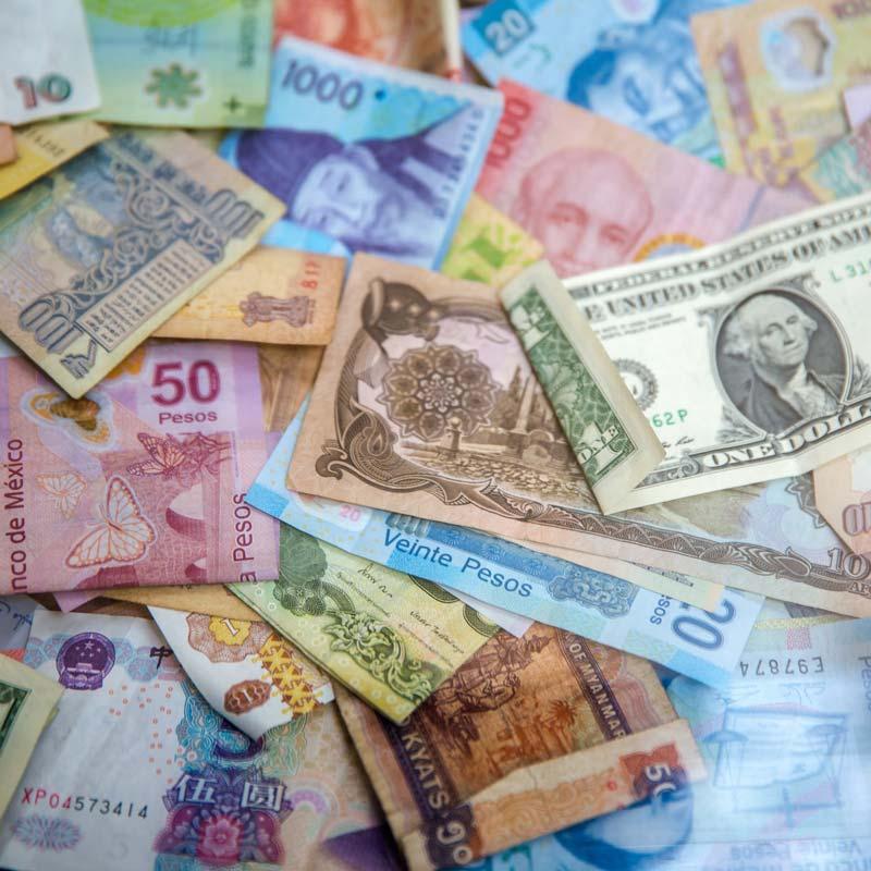 Image of various world currencies