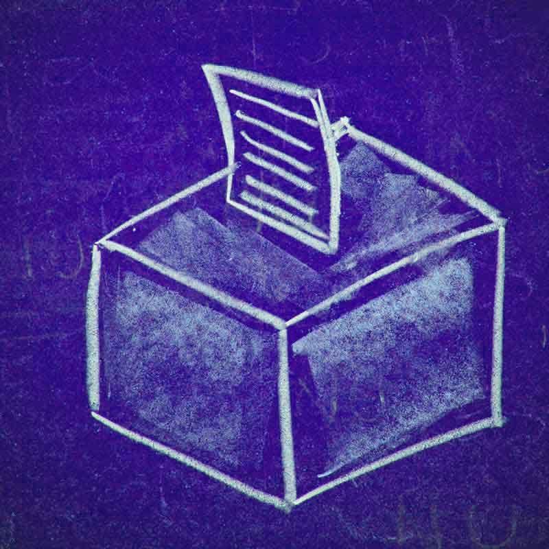 illustration of ballot in voting box