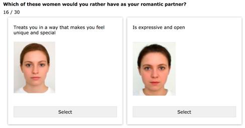 Two pictures of woman with question - which of these women would you rather have as your romantic partner?