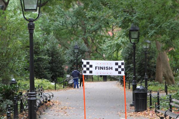 image of a finish line sign in a park