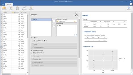 Screenshot of jamovi software