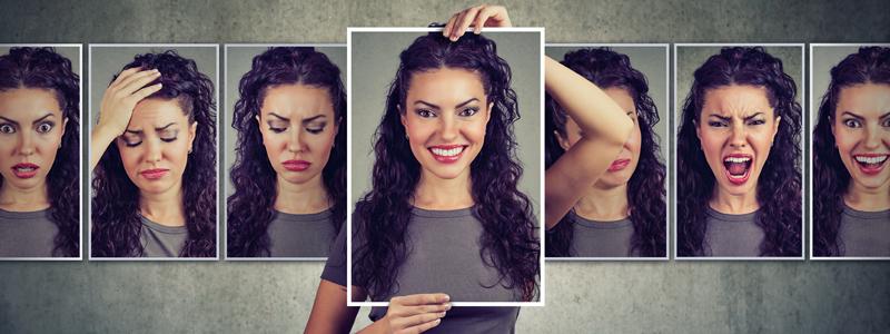 Photos of a woman expressing different emotions